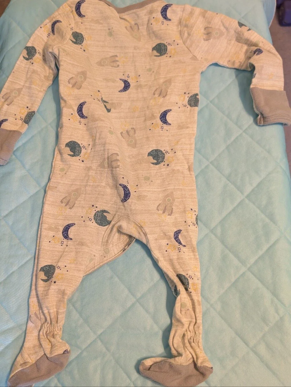 Cloud Island Space Stars Moons Footies Zipper Pajamas 6-9 Month